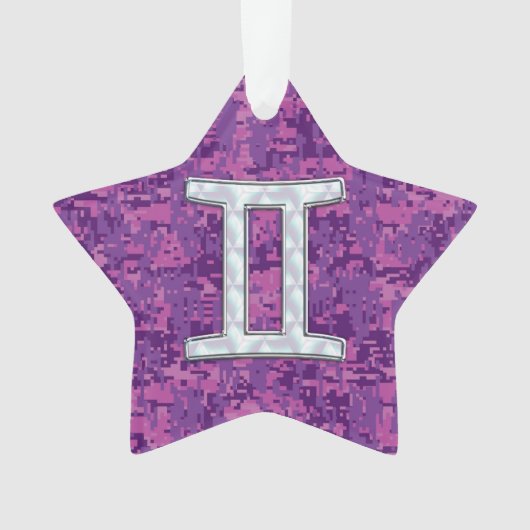 Pearl Gemini Zodiac Symbol op Digital Camouflage Ornament (voorkant)