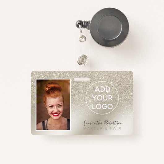 pearl glitter iory ombre logo foto badge (Voorkant met intrekbare)