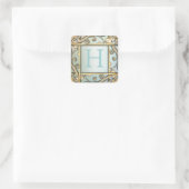 Pearl Gold Lattice Monogram Envelope Seal Vierkante Sticker (Tas)
