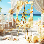Pearl & Gold Seashell Welcome Wedding Acrylic Sign