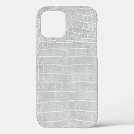 Pearl Gray Faux Crocodile Leather iPhone 12 Hoesje