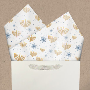 Pearl Gray Hanukkah Menorah Star van David Pattern Tissuepapier