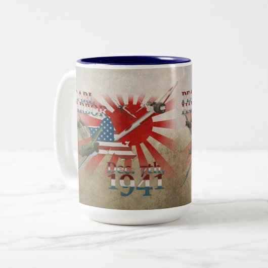 Pearl Harbor 7 december 1941 Tweekleurige koffiemo Koffiemok (Voorkant links)