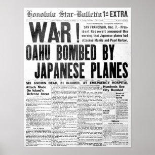 Pearl Harbour Attack Newspaper Poster