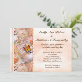 Pearl Hart Sinaasappel Rozen & Vlinders Bruiloft Kaart (Staand voorkant)