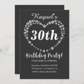 Pearl Heart Élégante Invitation de fête d'annivers (Devant / Derrière)