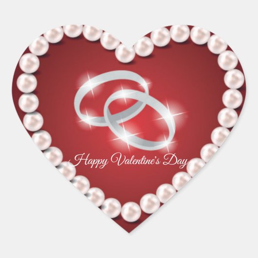 Pearl Heart Red Valentijnsdag Hart Sticker (Voorkant)