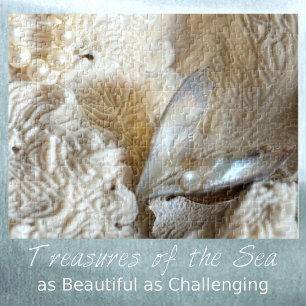 Pearl in oester en natuurlijk Zee - koraal fotogra Legpuzzel