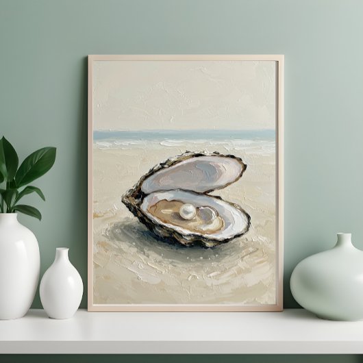 Pearl in Oyster by the Sea – Coastal Serenity Pain Perfect Poster