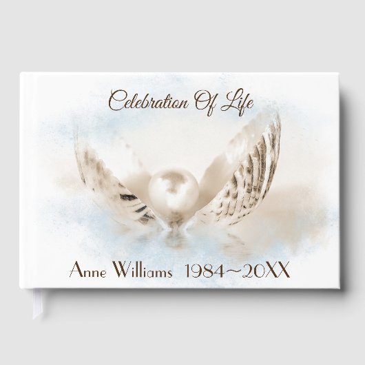Pearl in Seashell Memorial Service Guest Book Gastenboek (Voorkant)