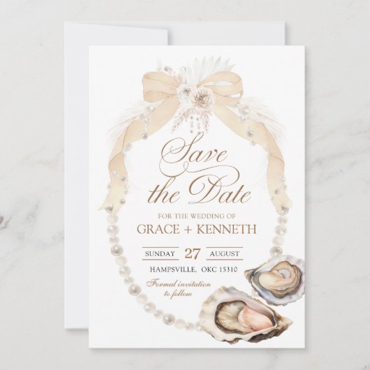 Pearl Ivory Oyster Bewaar de datum Kaart (Voorkant)