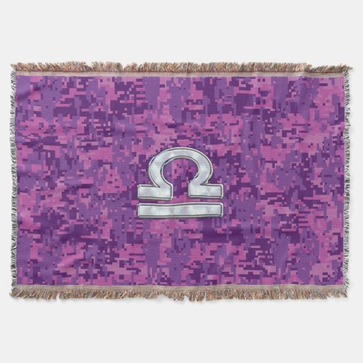 Pearl Libra Zodiac Sign on Fuchsia Digital Camo Deken (Voorkant)