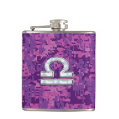 Pearl Libra Zodiac Sign on Fuchsia Digital Camo Heupfles (Voorkant)