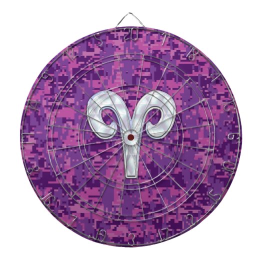 Pearl like Aries Symbol on Pink Digital Camo Dartbord (Voorkant)