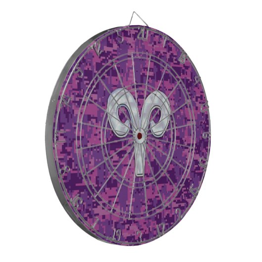 Pearl like Aries Symbol on Pink Digital Camo Dartbord (Voorkant Links)
