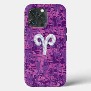 Pearl like Aries Zodiac Sign on Camo iPhone 13 Pro Hoesje