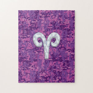 Pearl like Aries Zodiac Sign on Digital Camo Legpuzzel