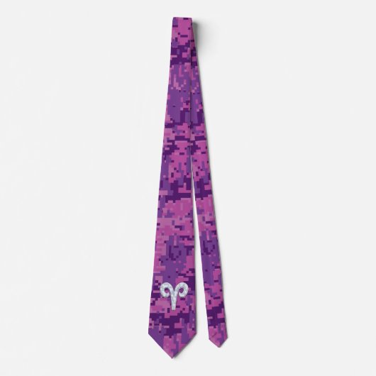 Pearl like Aries Zodiac Sign on Digital Camo Stropdas (Voorkant)