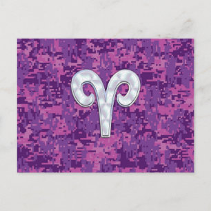 Pearl Like Aries Zodiac Symbol Digital Camouflage Briefkaart