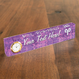 Pearl Like Aries Zodiac Symbol Digital Camouflage Naambordje