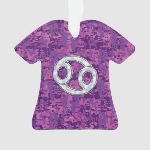 Pearl like Cancer Zodiac Symbol on Digital Camo Ornament