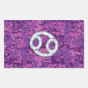 Pearl like Cancer Zodiac Symbol on Digital Camo Rechthoekige Sticker