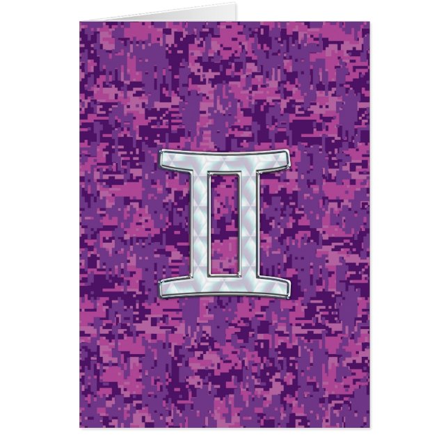 Pearl Like Gemini Zodiac Sign on Digital Camo (Devant)