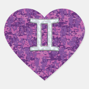 Pearl like Gemini Zodiac Sign on Digital Camo Hart Sticker