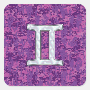 Pearl like Gemini Zodiac Sign on Digital Camo Vierkante Sticker