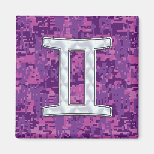Pearl like Gemini Zodiac Symbol Digital Camouflage Magneet (Voorkant)