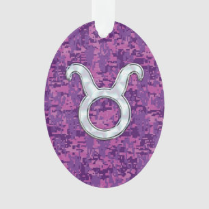 Pearl like Taurus Zodiac Sign Fuchsia Digital Camo Ornament