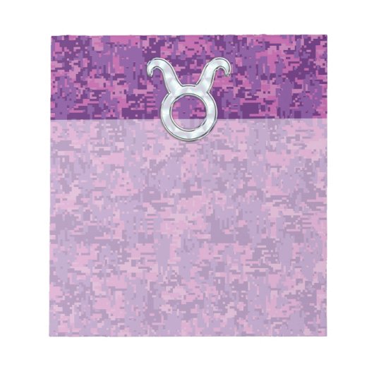 Pearl like Taurus Zodiac Sign on Pink Digital Camo Notitieblok (Voorkant)