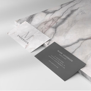 Pearl Marble Masculine Double Monogram Visitekaartje