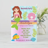 Pearl Mermaid Pool Party Kaart (Staand voorkant)