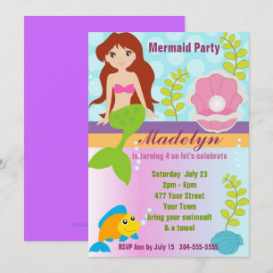 Pearl Mermaid Pool Party Kaart