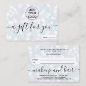 Pearl nacre glitter bokeh logo gift certificate visitekaartje (Voorkant / Achterkant)