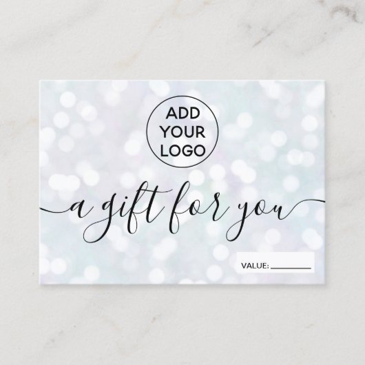 Pearl nacre glitter bokeh logo gift certificate visitekaartje (Voorkant)