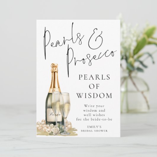 Pearl of Wisdom Prosecco Fête des mariées Carte de (Debout devant)
