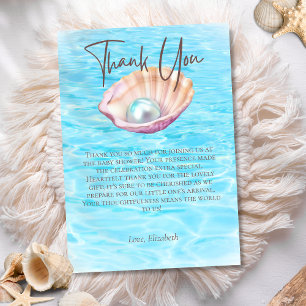 Pearl On The Way Seashell Girl Baby shower Bedankkaart
