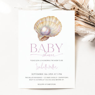 Pearl Oyster Zee Ocean Beach Girl Baby shower Kaart