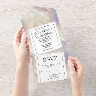 Pearl Paarse Aqua Elegante Glamoureuze Swirl All In One Uitnodiging