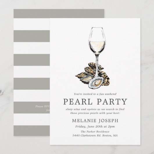 Pearl Party | Perzik Strepen Kaart (Voorkant / Achterkant)