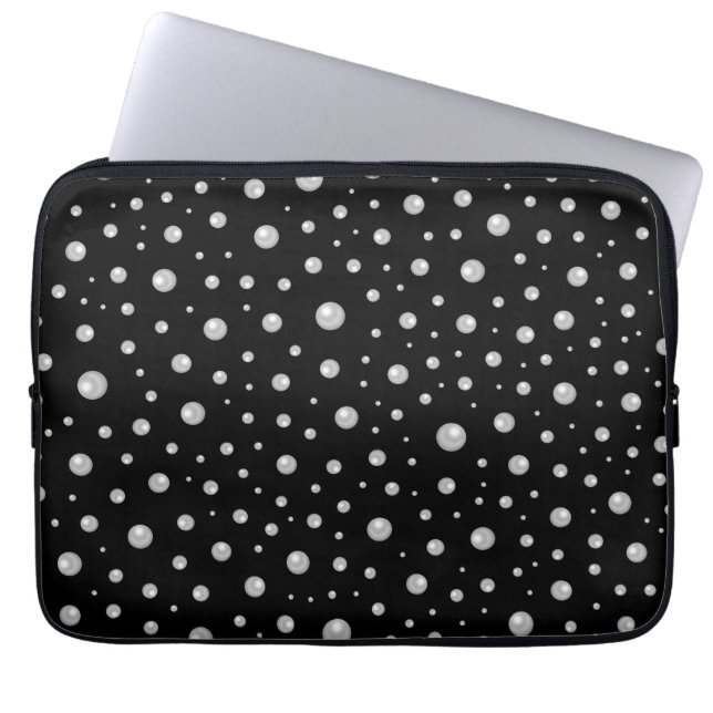 Pearl Pattern on Black Background Laptop Sleeve (Voorkant)