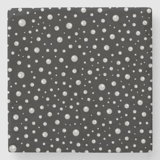 Pearl Pattern on Black Background Stenen Onderzetter (Voorkant)