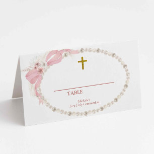 Pearl Pink Boho Eerste Heilige Communie Tafelnumme