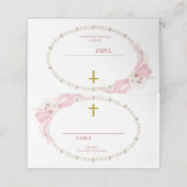 Pearl Pink Boho Eerste Heilige Communie Tafelnumme (Buitenkant ongevouwen)