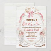 Pearl Pink Bow Coquette Boots en Bow Baby shower Kaart (Voorkant / Achterkant)