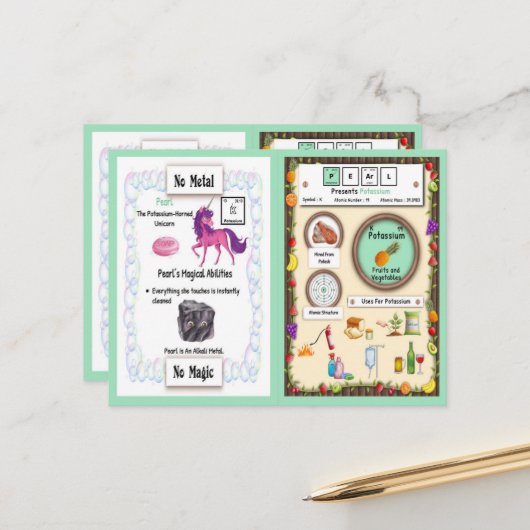 Pearl - Potasium Horn Unicorn Game Kaart (Voorkant / Achterkant in situ)