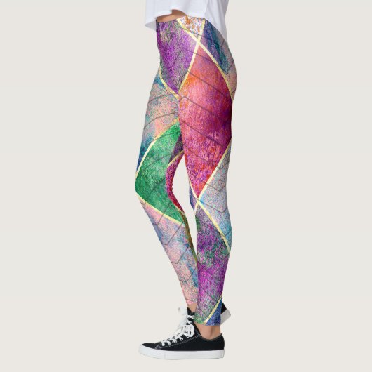 Pearl Rainbow Tie Dye Harlequin Herringbone Leggings (Links)