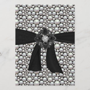 Pearl Ribbon & Rhinestone Uitnodiging